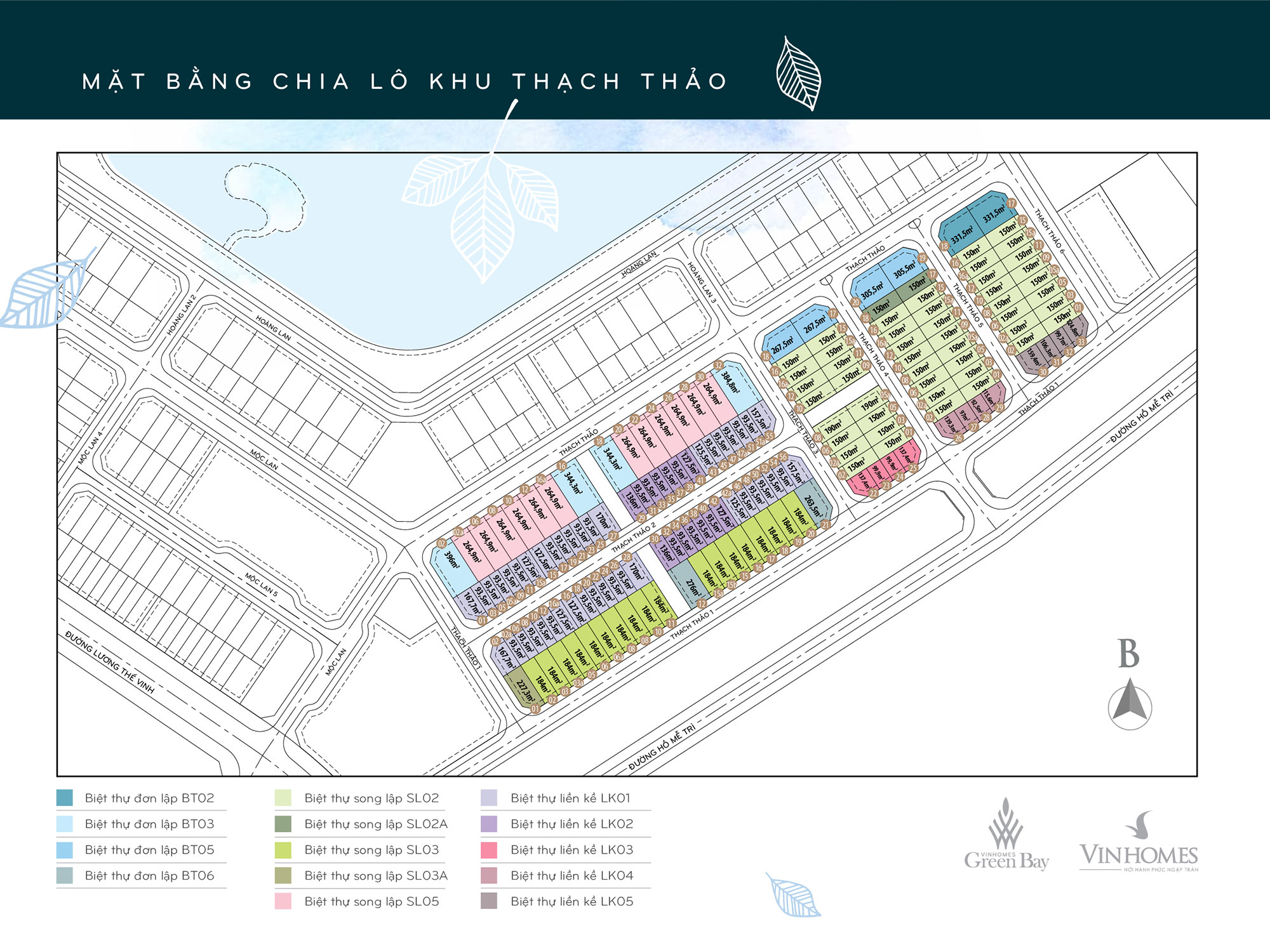 mặt bằng phân khu thạch thảo vinhomes green bay
