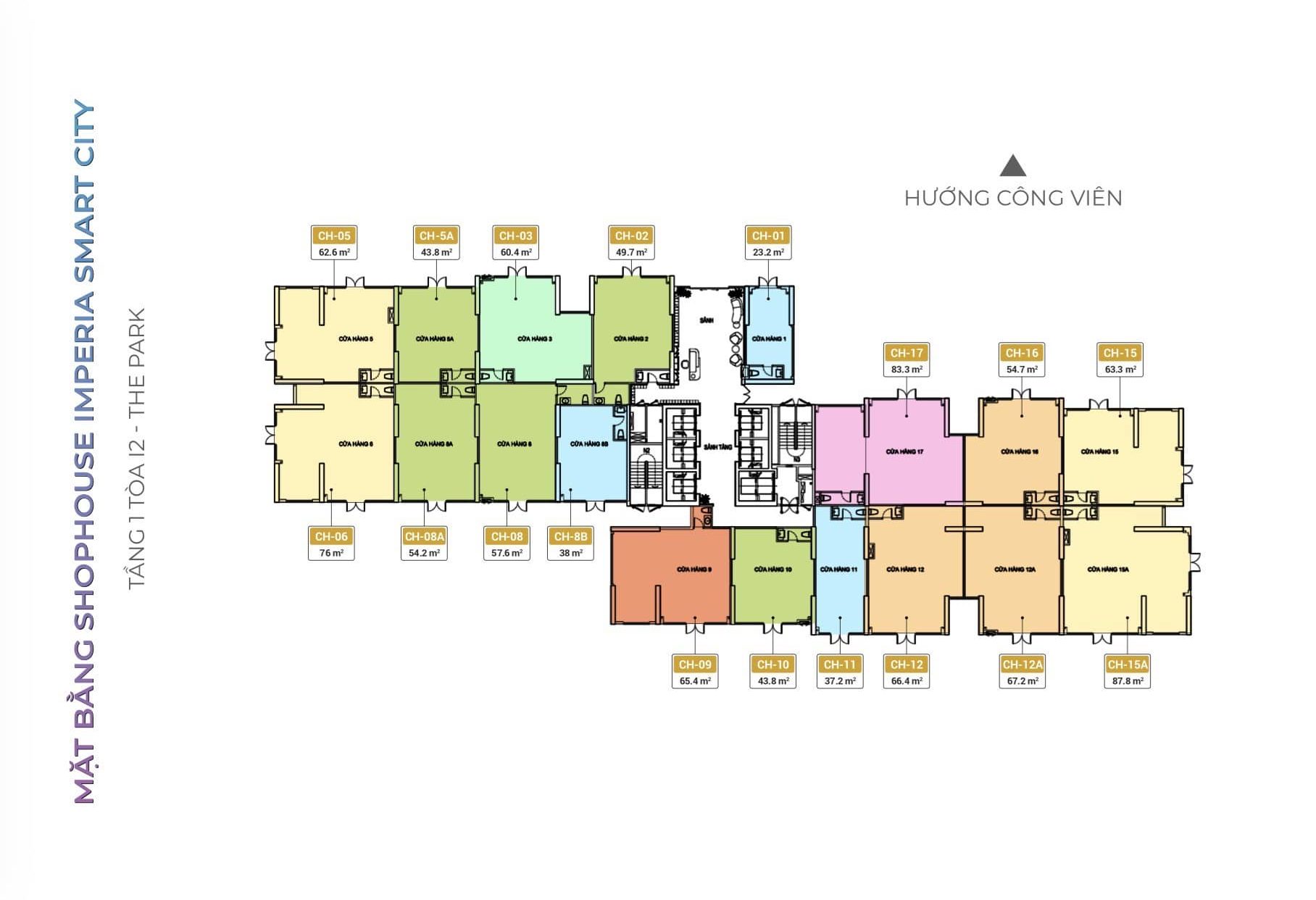 mặt bằng shop chân đế i2 imperia smart city