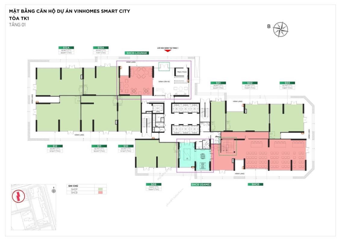 mặt bằng shop chân đế tokin 1 vinhomes smart city