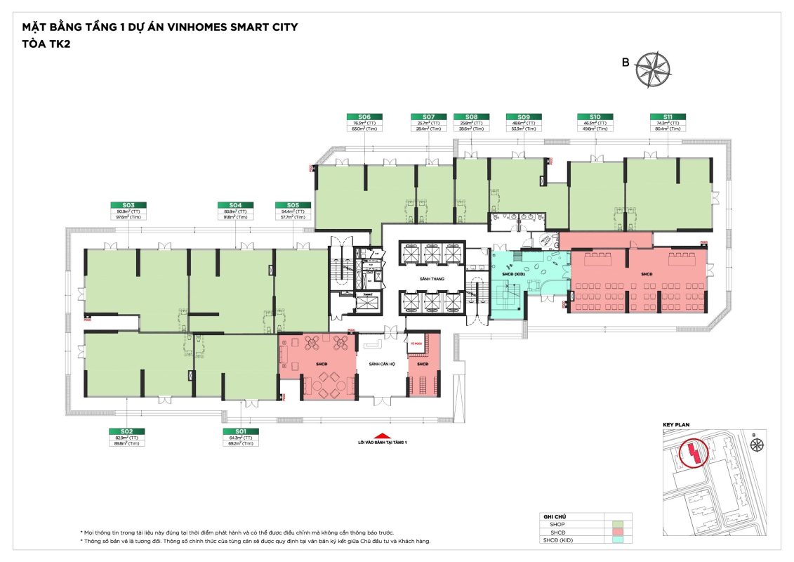 mặt bằng shophouse chân đế tokin 2 vinhomes smart city