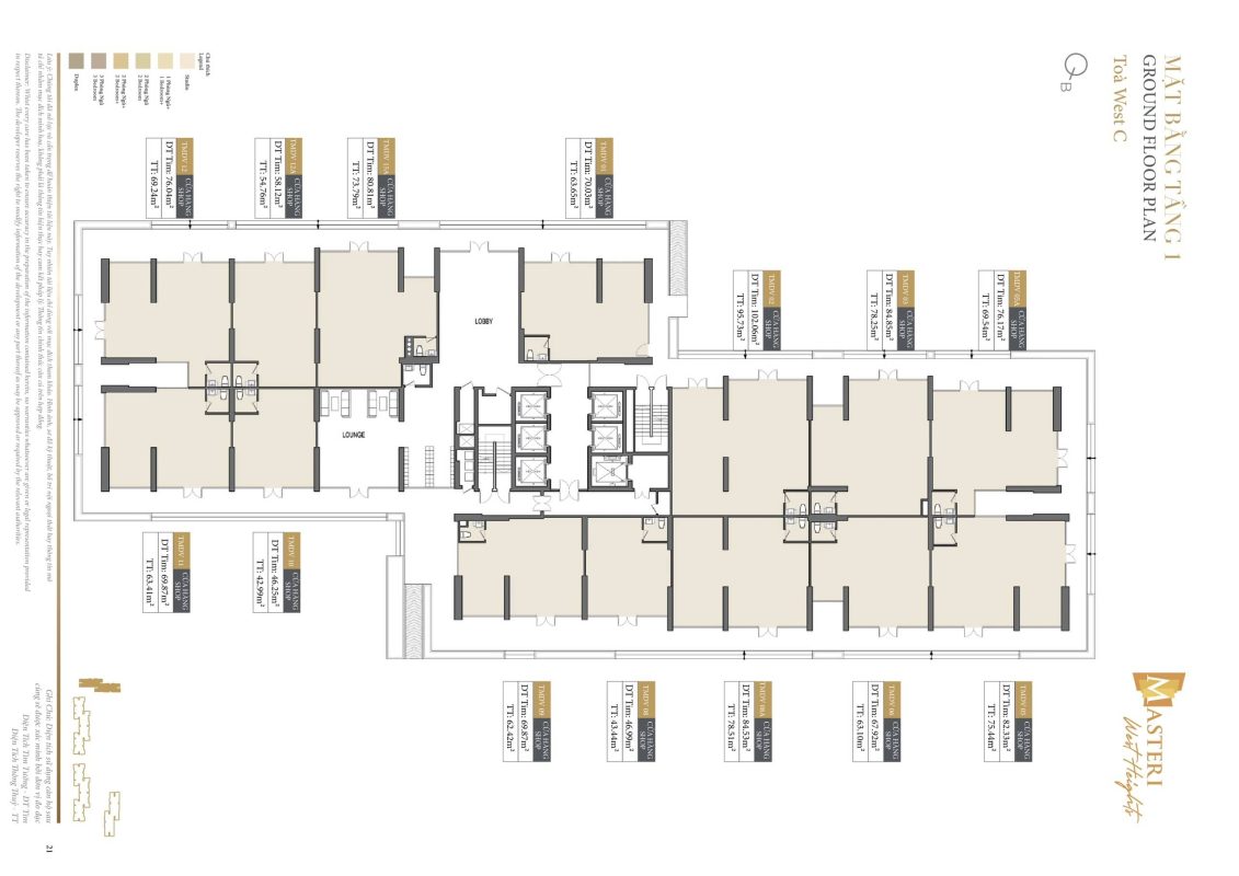 mặt bằng shop tòa C masteri west height