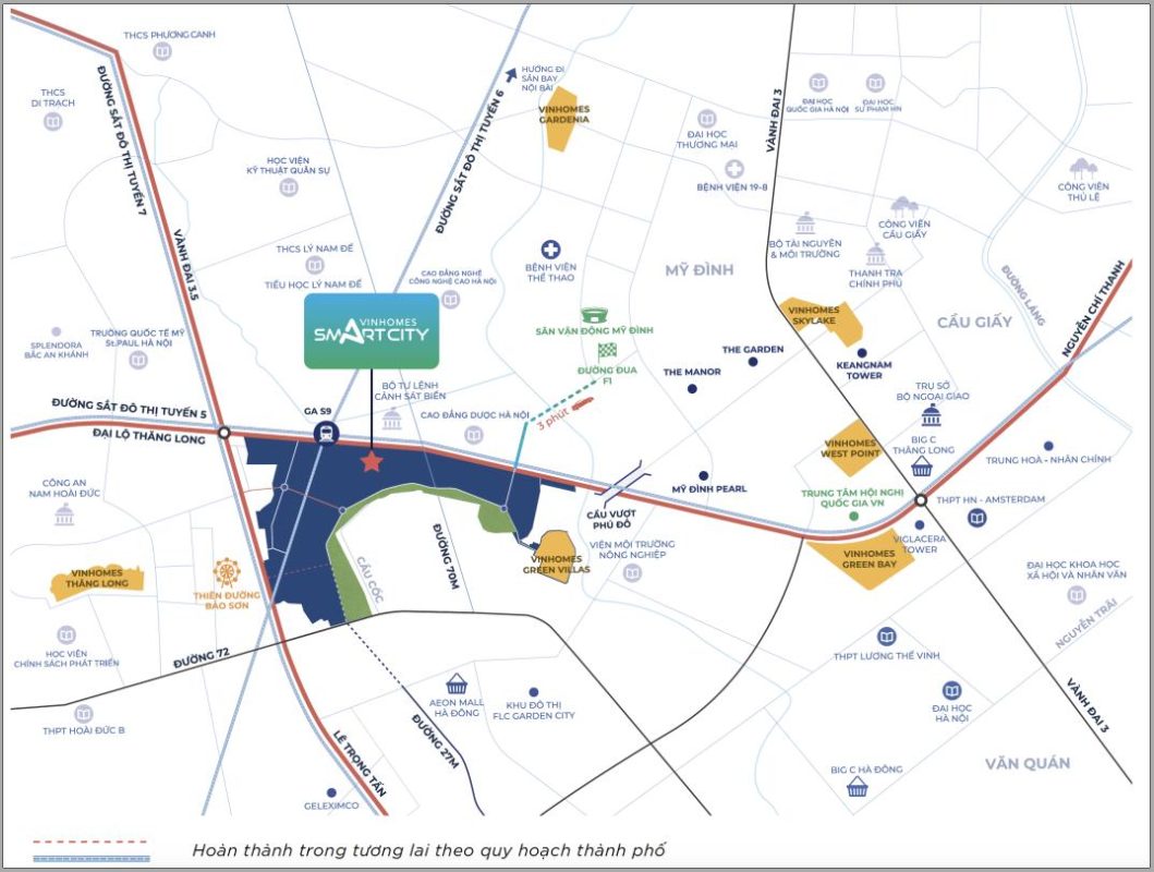 Bản đồ Vinhomes Smart City chi tiết